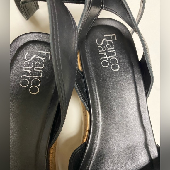 Franco Sarto Women’s Ankle Strap Cork Black Leather Sandals - 7M L-FAE - Picture 12 of 16